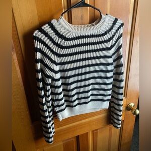 ZARA Black and White Ribbed Knit Sweater